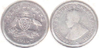 1915 Australia silver Threepence (VG) A003640 - Click Image to Close